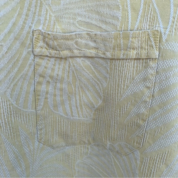Jamaica Jaxx 100% Silk Jacquard Palm Frond Hawaiian Shirt Yellow XXL Banana Leaf - Picture 7 of 13